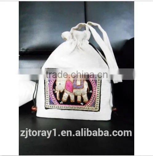 Small Hemp Drawstring Bag Wholesale Embroidered Handmade photo-5