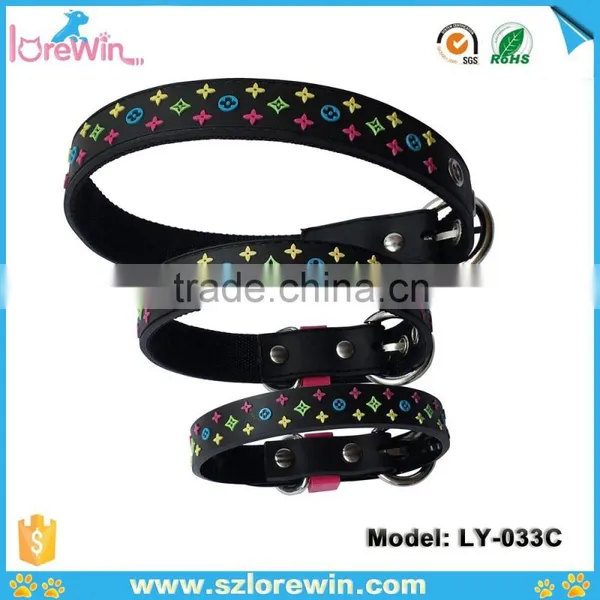 New Pet Supplies PVC Leather Custom Dog Collars 3D Star Pattern photo-4