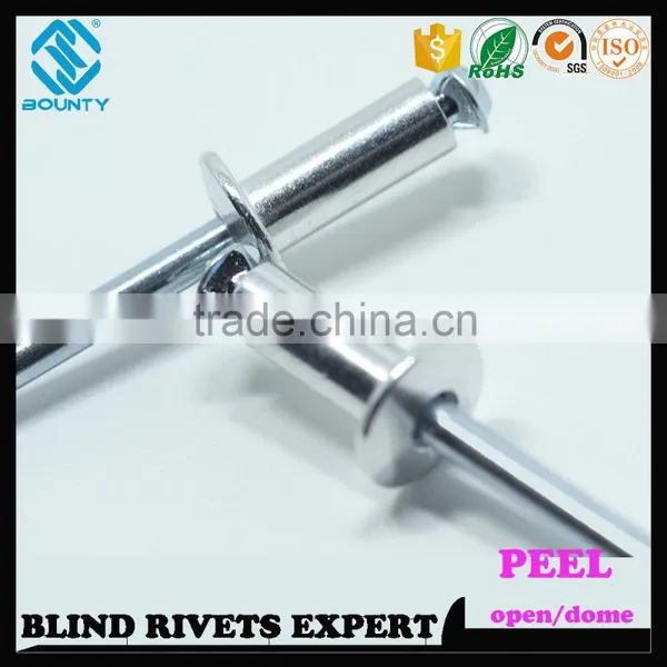 HOT SELLING OPEN END MANUFACTURER BUTTON HEAD ALUMINUM PEEL TYPE RIVETS photo-2