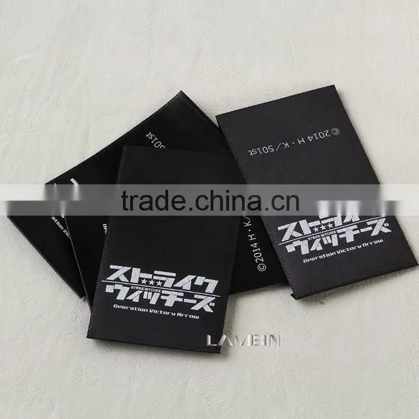 High Density Black Damask Printed Label for Trousers Silk Screen Printed Black Satin Ribbon Labels for Clothing photo-5