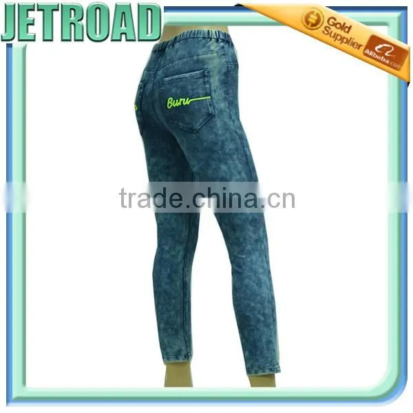 4 Way Stretch Knitted Denim Fitness Pull-on Women's Jeans Sexy Leggings photo-3