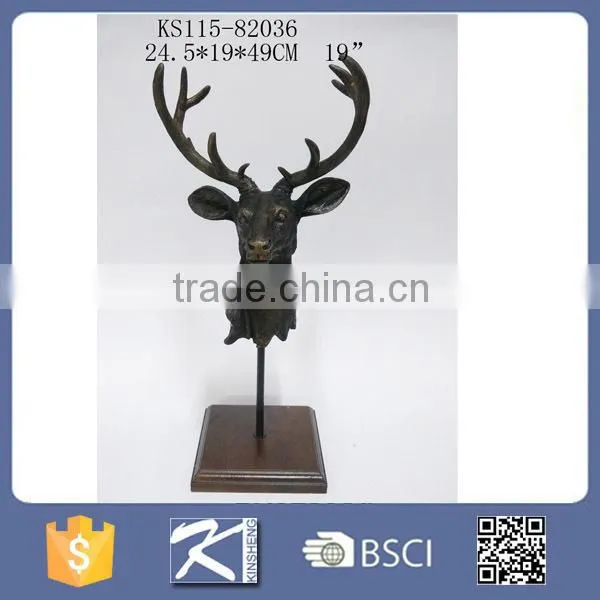 Resin Walking Deer With Antlers Figurine Statue Decorative photo-3