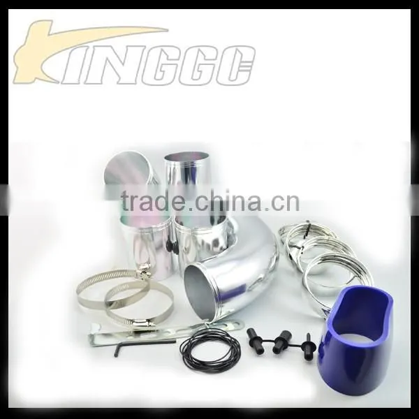 Universal Silver Car Air Filter Intake Pipe, Adjustable Aluminum Cold Air Intake Pipe photo-2