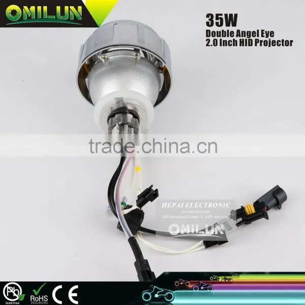 35W 2'' Inch Universal Motorcycle Headlight With Double Angel Eyes photo-2