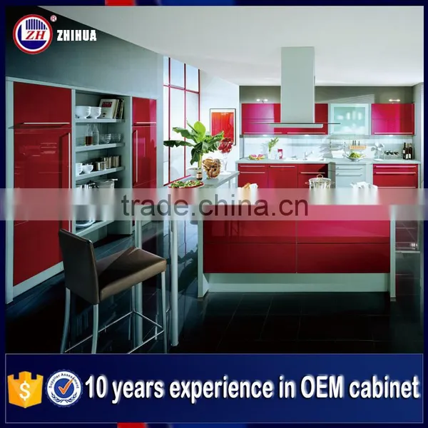 Guangzhou Zhihua Manufacture MDF High Glossy Red Kitchen Cabinet photo-2