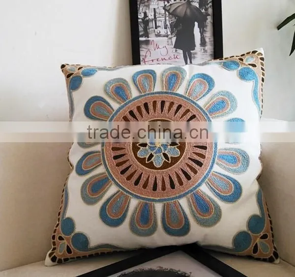 High Quality Household Embroidery Cotton Pillow Case Cover, Living Room Sofa Chair Office Squire Geometric Cushion Cover photo-6