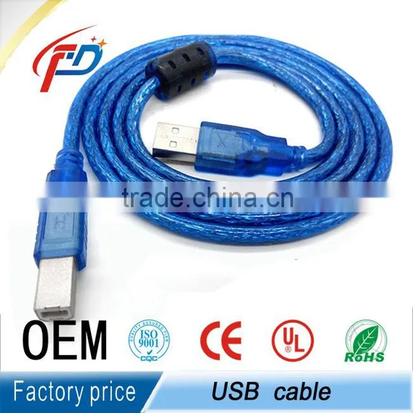 2.0 USB A/B Cable Transparent Blue Print Cable to 1m Computer Printing Machine Cable photo-5