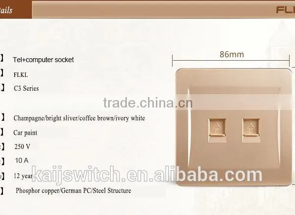 Electrical 2 Port Wall Phone Computer Outlet Network Switch photo-2