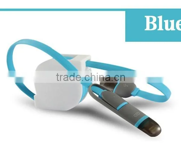 Colorful Micro USB Cable 2 in 1 Sync Data Charging USB Cable for IPhone 5 5s 6 Plus Samsung photo-2