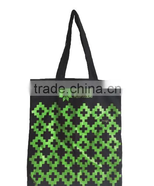 Custom Checp Black Printed Canvas Tote Shopping Bag(CAS15-040) photo-2