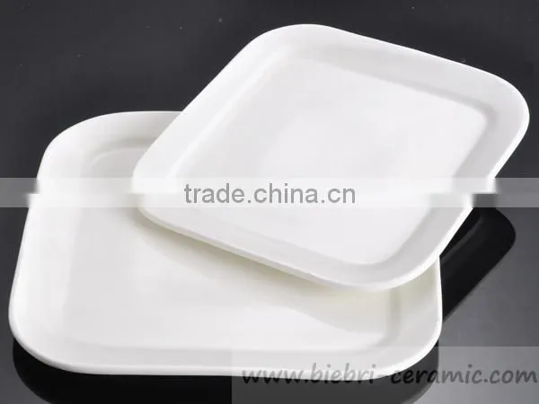 Restaurant Hotel Pure White Porcelain Square Plates Bowls Dinner Sets photo-3