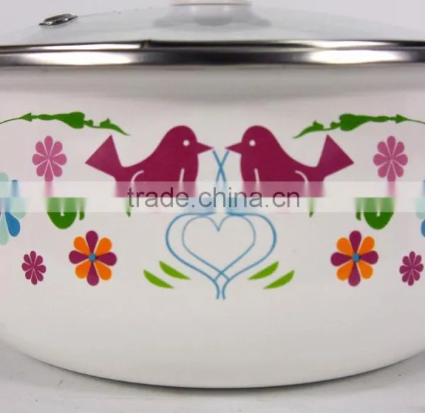 Set Of 2Pcs Birds Design Mini Enamel Cookware Set With Decoration photo-4