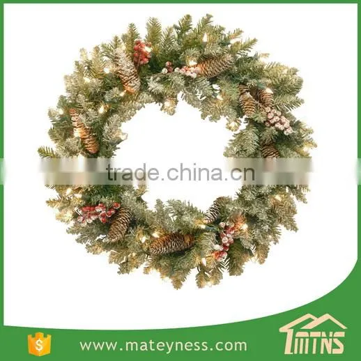 Glittery Bristle Pine Pre-Lit Christmas Wreath photo-3