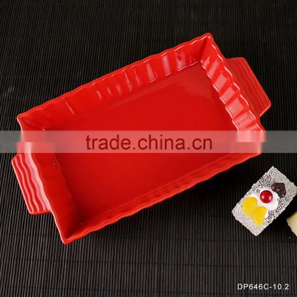 Popular Design Rectangle Shape Ceramic Plate White Porcleain Dinner Plates With Handle photo-4