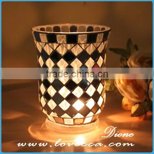 Exquisite Design Cylinder Shaped Glass Mosaic Candle Jar photo-3