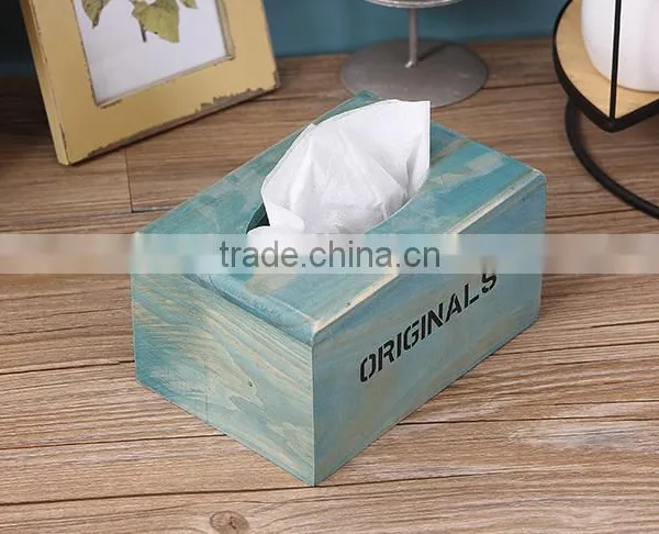 Home Table Decoration Unfinished Water-drop Pattern Wooden Tissue Box photo-6
