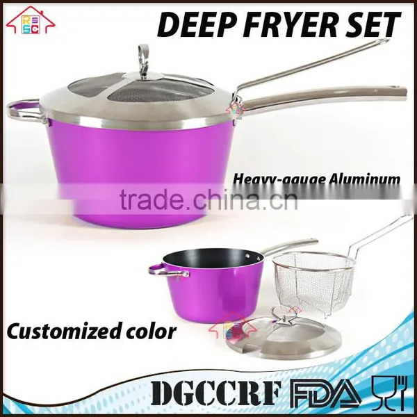 NBRSC Home Nonstick Covered Deep Fryer Aluminum Fry Pot and Basket With Stainless Steel Handle photo-5