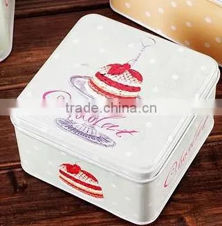 3pcs Metal Sugar Coffee Cake Tin Canister,metal Tin Box Packaging Sweet, Square Tin Can With Color photo-3