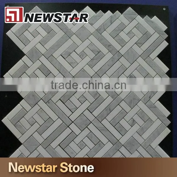 Newstar White Carrara Marble Cheveron Mosaic Designs photo-3