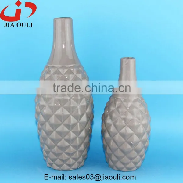 2016 Home Decor Pineapple Surface Grey Ceramic Tall Vase photo-3