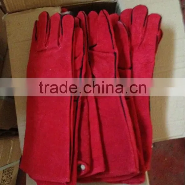DDSAFETY Hot Sale Cheapest Red Cow Split Welding Gloves photo-2