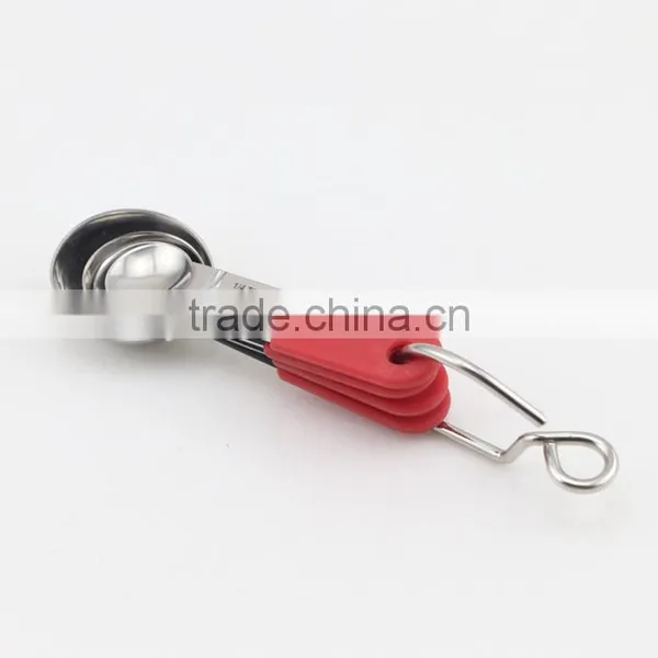 4pcs Stainless Steel Mini Measuring Spoon Sets With Red Handle photo-2