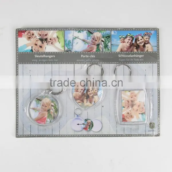 3 Set Plastic Rectangle Key Chain Insert Family Photo Key Ring photo-4