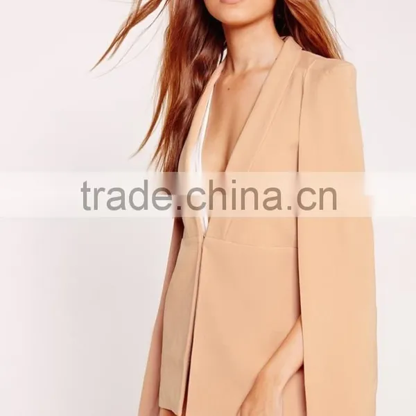Women Chic Nude Cape Blazer Fashion Deisgn Cheap Price photo-2