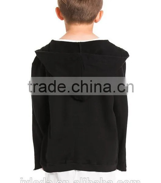 Children Open Front Black Hip Hop Hooded Coat photo-3