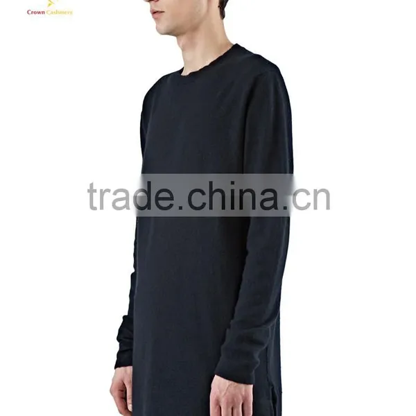 Men Knitted Cashmere Jumper Sweaters Black Cashmere Wool Pullover photo-2