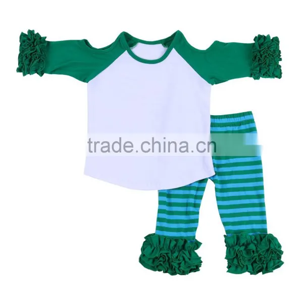 Custom Children Clothing Baby Clothes Ruffle Buotique Raglan Icing Pants Set Fall Girls Clothing photo-5