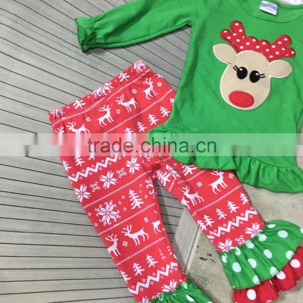 Baby Kids Wear Christmas Outfits Reindeer Top Aztec Pants Kids Fashion Suit Cute Clothes Set photo-2
