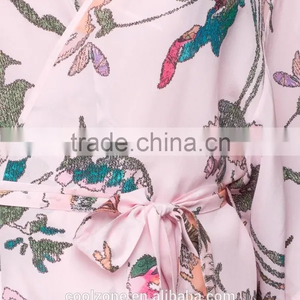 100% Silk Regular Fit Floral Pattern Kimono Robe,fashion Open Front Kimono Robe photo-5