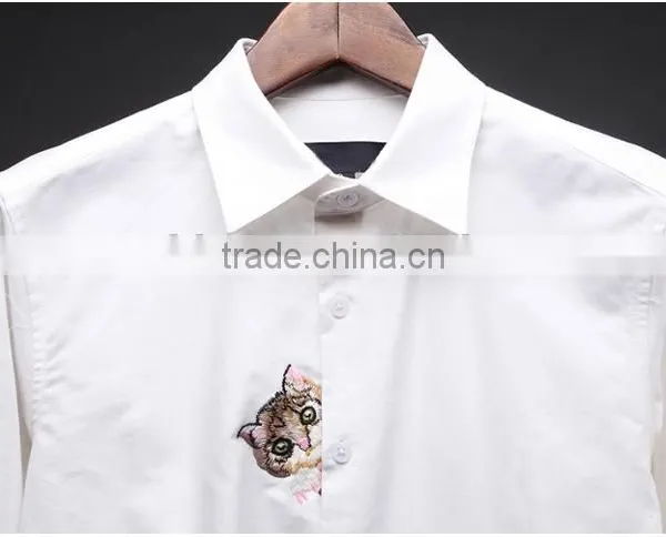 Design Cat Embroidered Men Oxford Casual Shirt, Young Couple Shirt photo-2