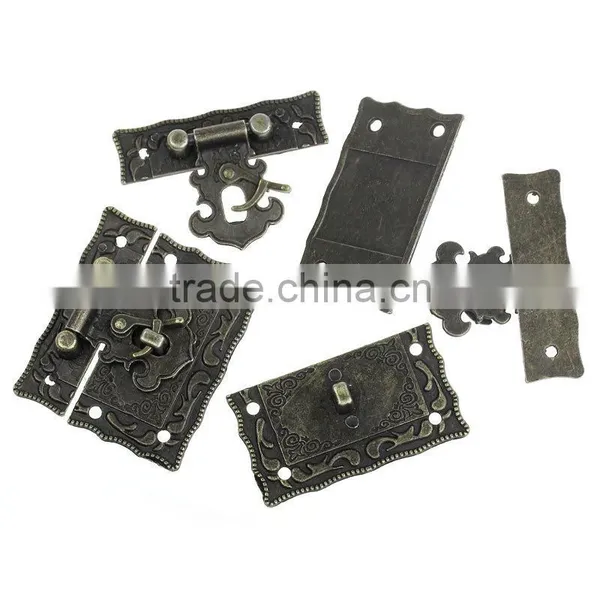 Antique Bronze Pattern Carved Jewelry Box Hasp Latch Lock Decorative Hasp photo-2
