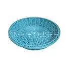 Oval Blue Poly Rattan Bread Basket Handmade Display For Restaurant