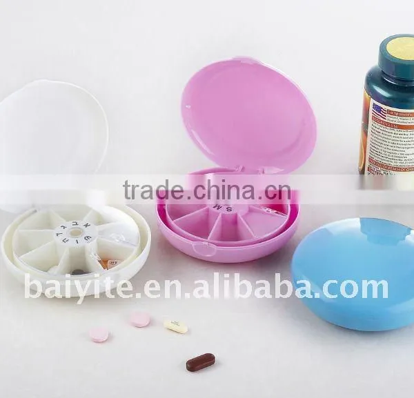 plastic round pill box with lid