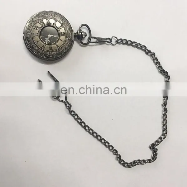 Wholesale Retro Men Antique Silver Brass Gun Metal Pocket Watch photo-3