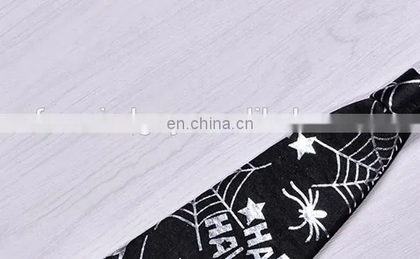 Halloween Black Ghost Spiderweb Print Funny Tie photo-4