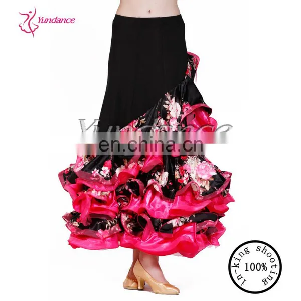 AB035 Flamenco Dance Skirt Red Ruffle Dress Women