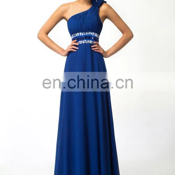 Grace Karin Fashion Girls A-Line One Shoulder Long Blue Evening Dress CL3516 photo-3