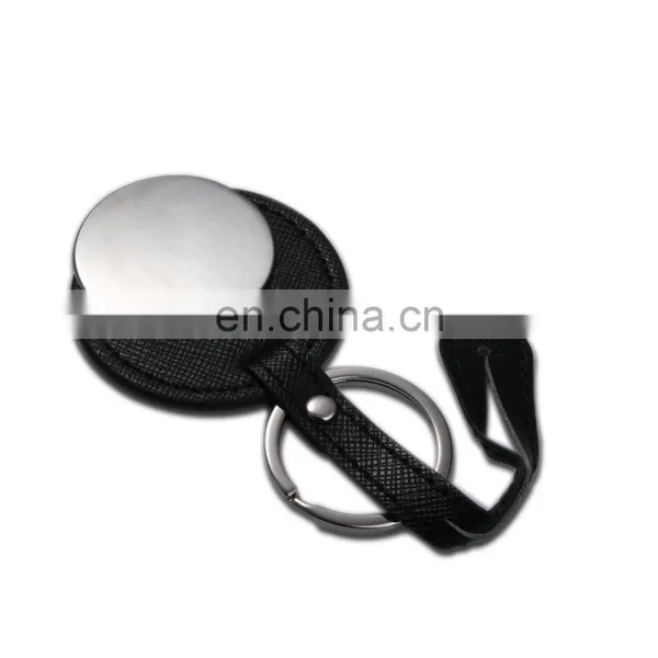 Hot Selling pu Key Chain Custom Leather Keychain With Blank Round Metal photo-2