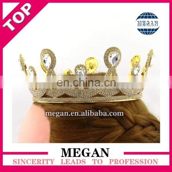 Wedding Formal Bride Crown Gold Rhinestone Crown photo-4