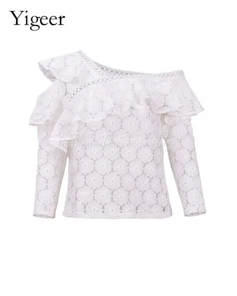 Long Sleeve Mesh Lace Women’s Top Blouse