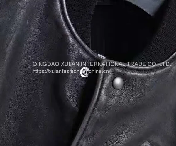 HOT SALE 2021 NEW FASHION MEN'S WASHED BASEBALL GENUINE SHEEPSKIN LEATHER JACKET photo-3