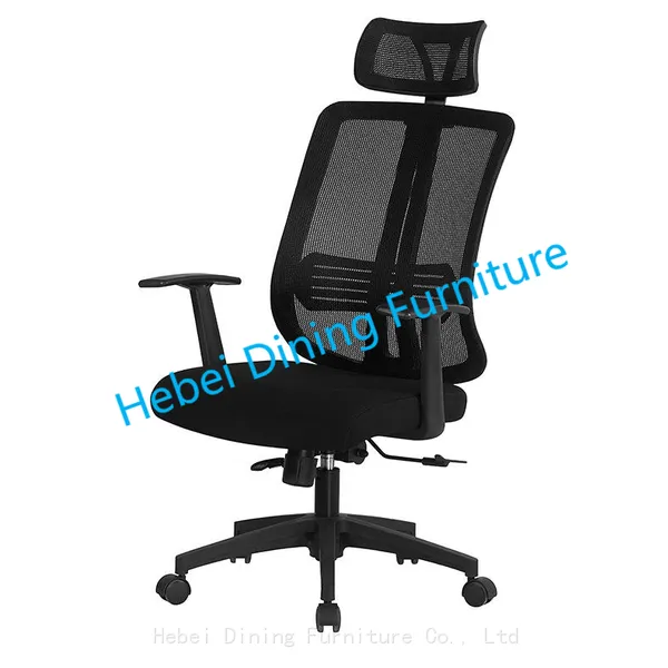Dining Furniture Fabric and Mesh Upholstery Seat Black Ergonomic Desk Chair Chrome Legs Swivel Office Chair