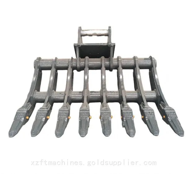 Heavy Duty Hydraulic Root Rake Excavator Attachment Stump Removal Rake Land Clearing Rake for Excavators