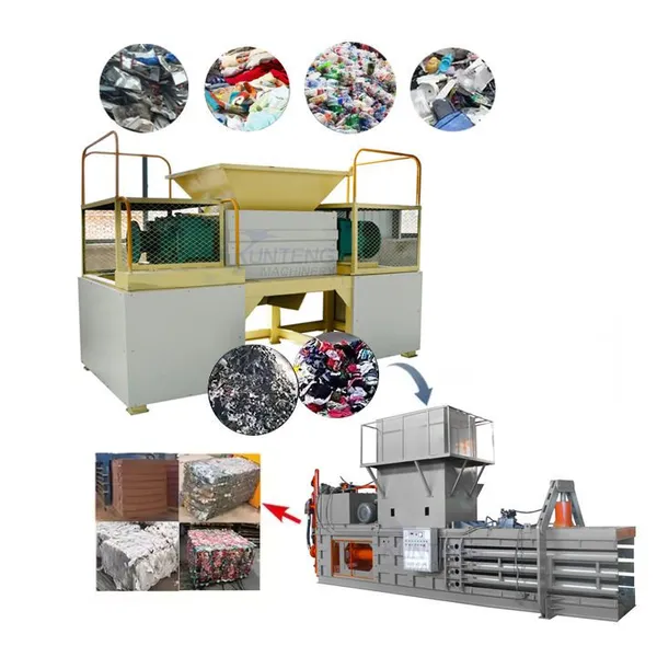 Industrial Plastic Cardboard Cloth Waste Paper Shredder and Baler Machine Double Shaft Shredder Machine EPC