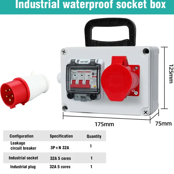 Heavy-Duty Handheld Waterproof Power Socket Box, Custom Multi-outlet Temporary Power Distribution Unit for Construction, Workshop, Stage Performance photo-3
