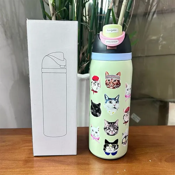 304 Stainless Steel Water Cup Owala Same Insulated Cup Portable Bounce Cup Portable Double Drink Cup Straw Cup photo-2